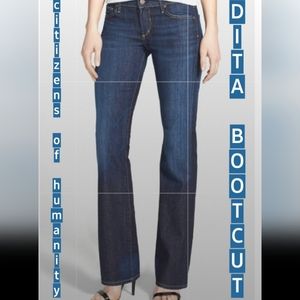 COH DITA Citizens Humanity Bootcut Jeans Low Rise Petite Stretch Medium Blue 29P